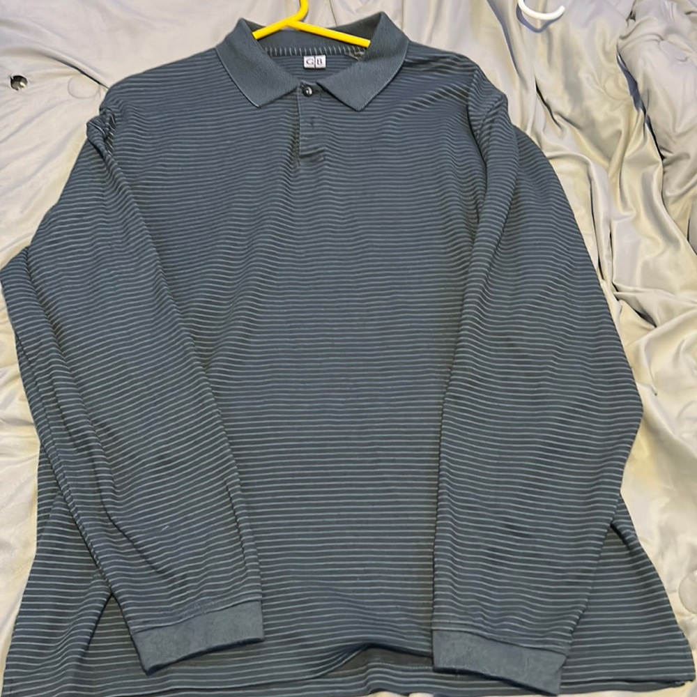 Grey/blue striped long sleeve Geoffrey Beene